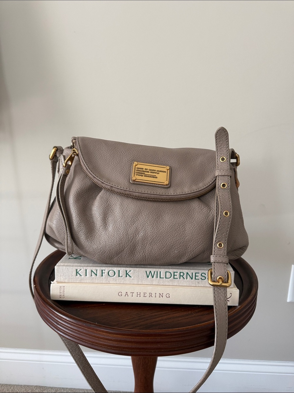 Marc by Marc Jacobs Taupe Pebbled Leather Crossbody with Gold Plate